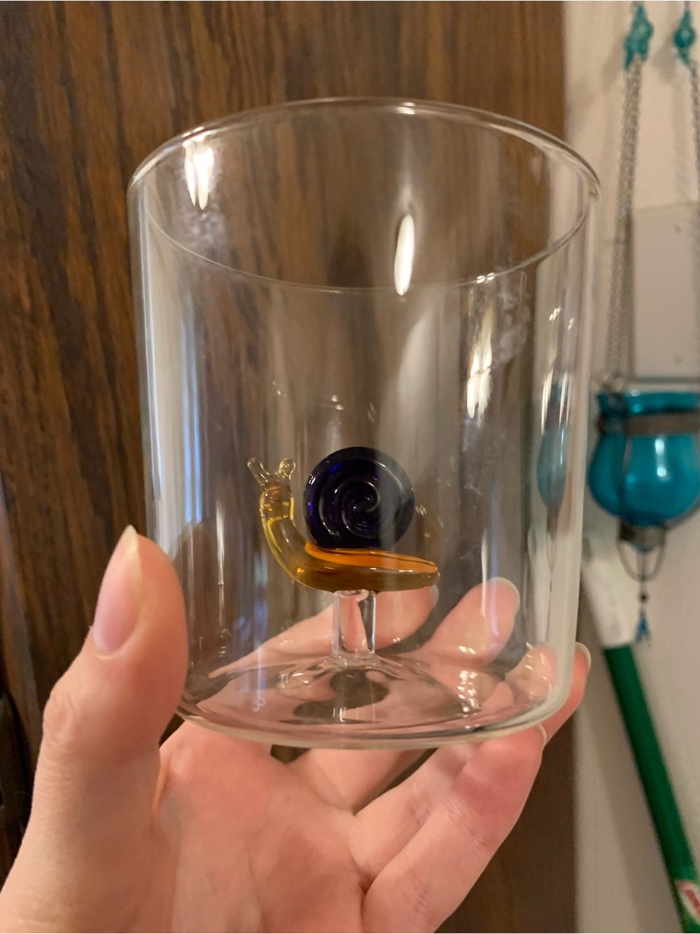 Clear blown Glass Snail Decor Tumbler Drinking Glass cup